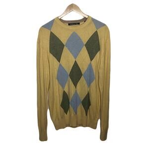 Northern Isles Silk Rayon Cashmere Argyle Diamond Crewneck Sweater Men’s Medium